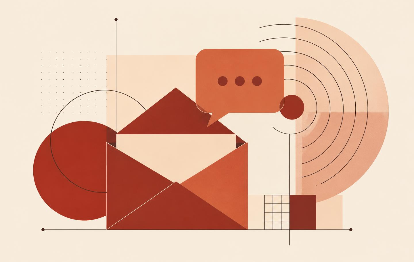 Ilustração abstrata de canais de comunicação e atendimento